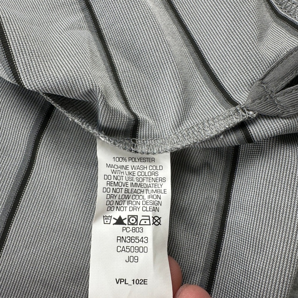 Van Heusen Polo Shirt Mens XL Traveler Gray Striped Moisture Wicking NEW - Picture 8 of 9